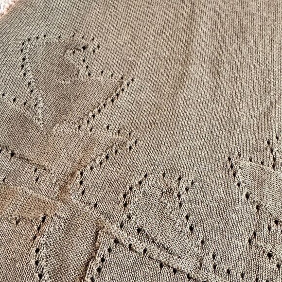 Emanuel ungaro Sweater Womens Sz 12 knit V Neck Cotton linen Top khaki Green New - Picture 11 of 15